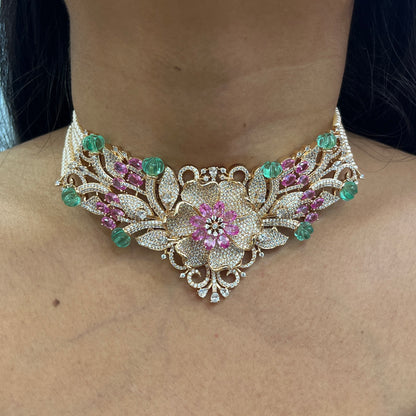 Blush Bloom – Rose Gold Floral Chic Necklace Set