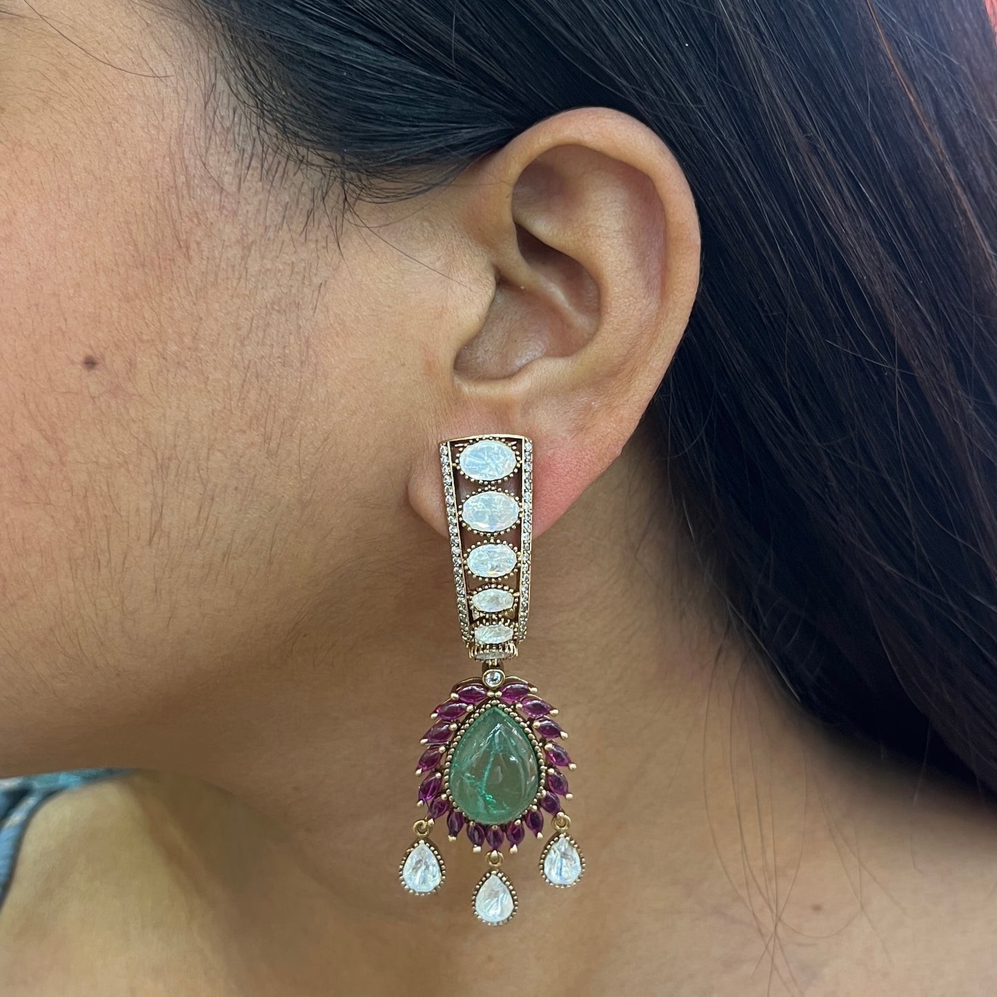 Mint Aura Moissanite Polki Hasli