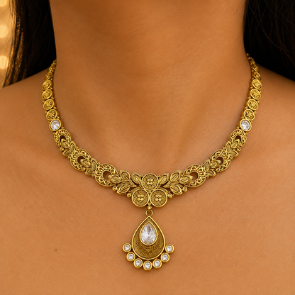 Aarohi Drop Kundan Necklace Set
