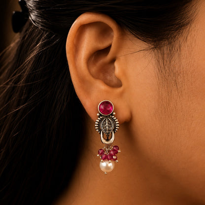 Ruby Pearl Heritage Silver Pendant Set