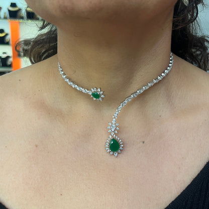 Emerald Whisper Diamond Collar Necklace