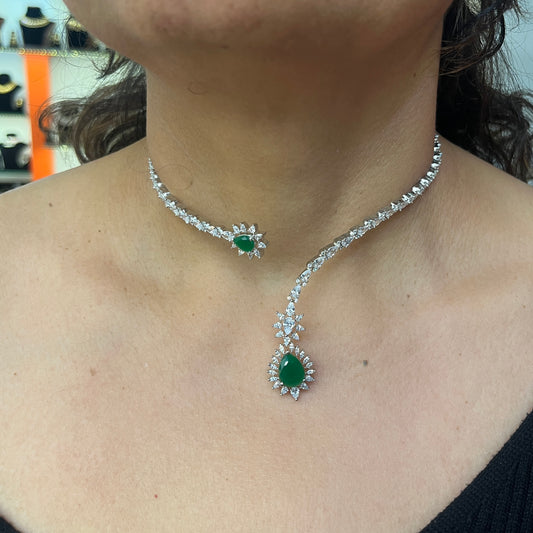 Emerald Whisper Diamond Collar Necklace