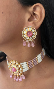 Chic Baby Pink Kundan Choker Set