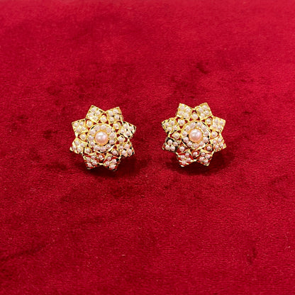 Beautiful Floral Handset Jadau Studs