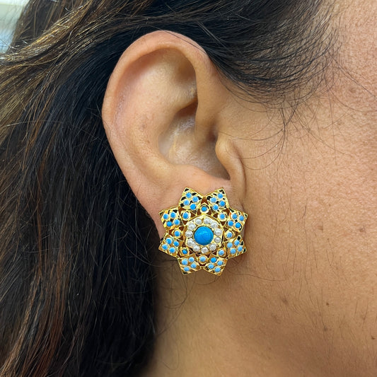 Beautiful Floral Handset Jadau Studs