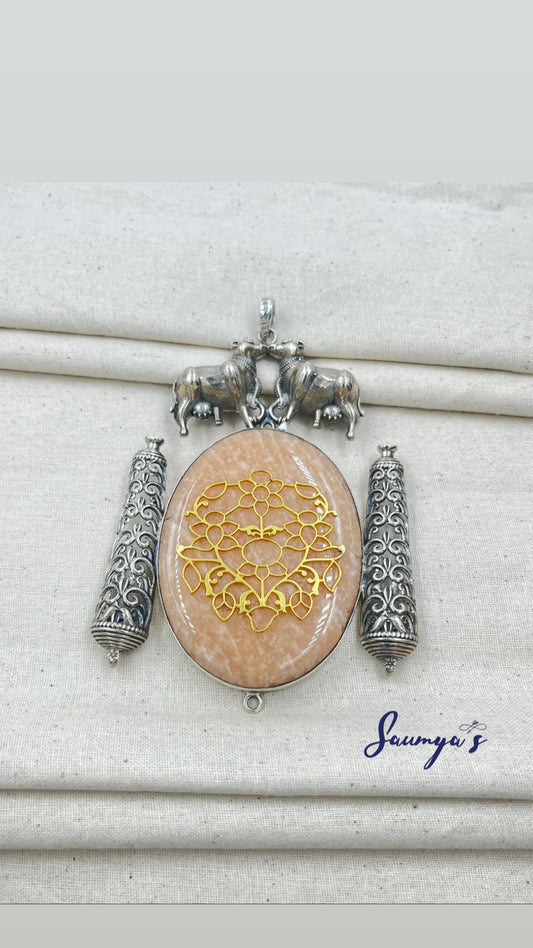 Hand made Nandi pendant with Yellow Jasper!