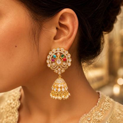 Panchratna Polki Jhumkis