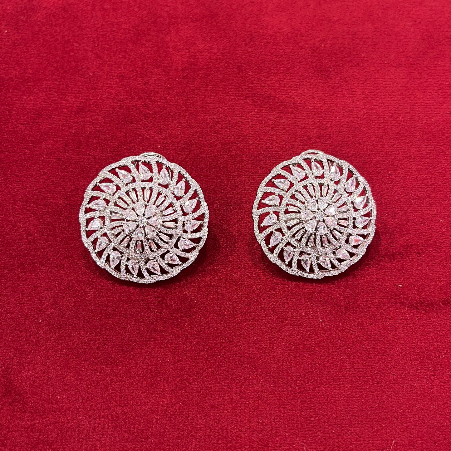 Elegant Big Round American Diamond Stud Earrings