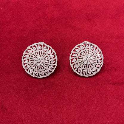 Elegant Big Round American Diamond Stud Earrings
