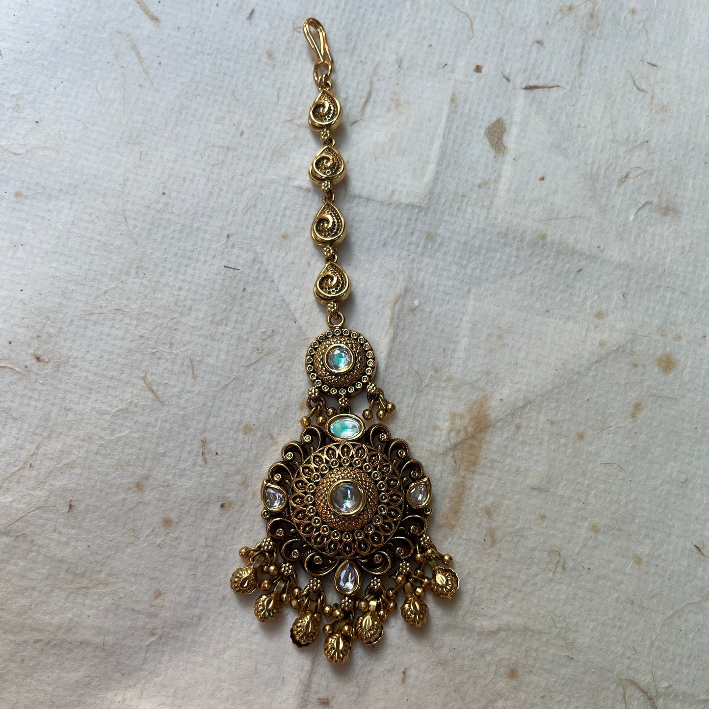 Saanjh Antique Gold Kundan Tikka