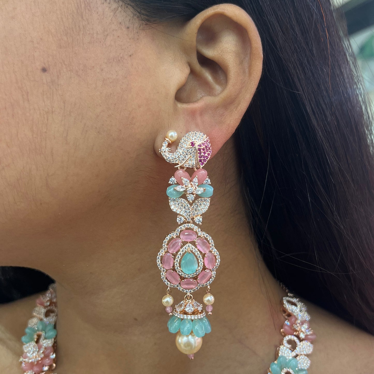 RajGajra – Rose Gold Elephant Shell Necklace Set