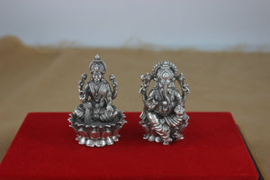 3D Lakshmi Ganesh Ji Idol in 92.5% Silver (2'3 Inch) SaumyasSilver