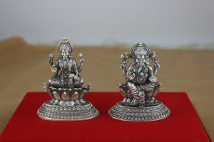 2D Lakshmi Ganesh Ji Idol in 92.5% Silver (2'8  Inch) SaumyasSilver